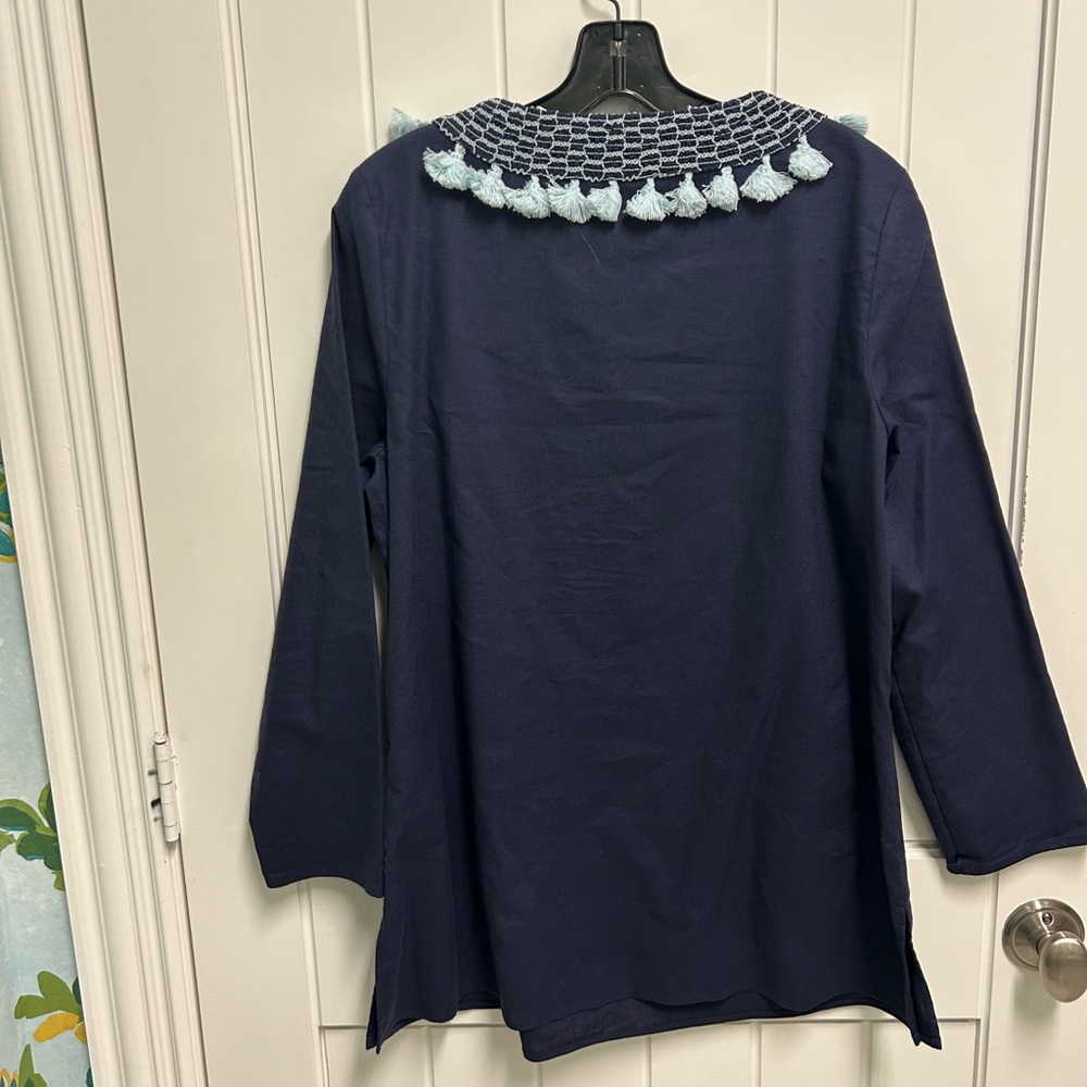 Sail to Sable Navy Tunic with Light Blue Tassel Trim - Picture 2 of 4